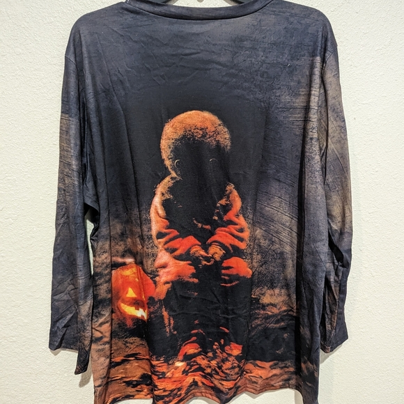 SAM Trick or Treat Sz XXL long sleeve Halloween Top Blouse shirt men or women - Picture 2 of 5
